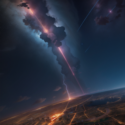Image For Post Anime, thunder, meteor shower, stars, futuristic metropolis, key, HD, 4K, AI Generated Art