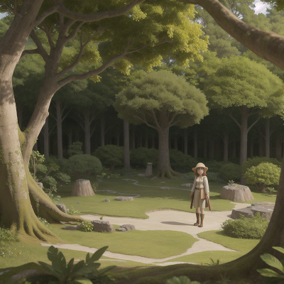 Image For Post Anime, crystal, park, archaeologist, forest, island, HD, 4K, AI Generated Art