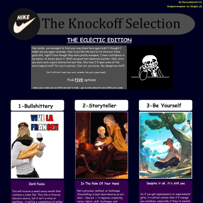 Image For Post Knockoff Selection CYOA Eclectic Edition by PlywoodDavid