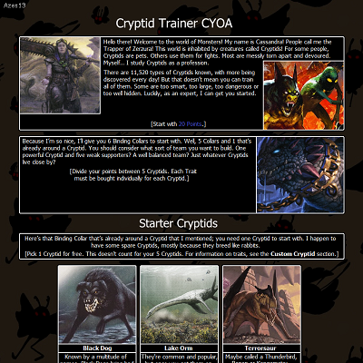 Image For Post Cryptid Trainer CYOA by Azes13