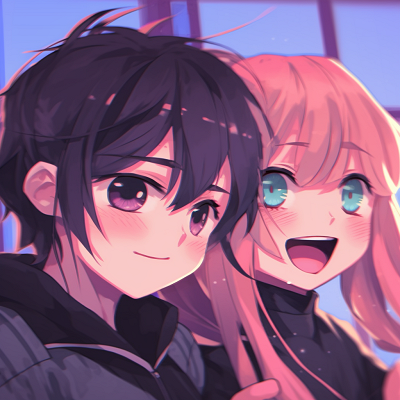 Image For Post | Anime best friends laughing out loud, dynamic poses and bright hues. cool and cute matching pfp anime - [Matching PFP Anime Gallery](https://hero.page/pfp/matching-pfp-anime-gallery)