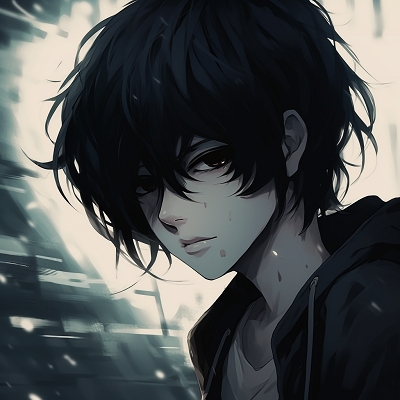 Image For Post | Image of an anime boy with a gloomy gaze, high contrast between light and shadows. depressed anime boy pfp collection - [Depressed Anime PFP Collection](https://hero.page/pfp/depressed-anime-pfp-collection)