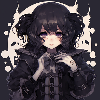 Image For Post | Close-up portrait of a gothic anime girl, pale skin contrasted with dark clothing and hair, detailed fringes and laces. unique emo anime pfp - [emo anime pfp Collection](https://hero.page/pfp/emo-anime-pfp-collection)