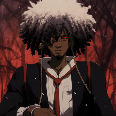 Image For Post | Afro Samurai in a defensive stance, dynamic composition and high contrast. stunning black anime characters pfp - [Amazing Black Anime Characters pfp](https://hero.page/pfp/amazing-black-anime-characters-pfp)