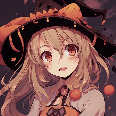 Image For Post | Detailed look on a cute witch's hair and hat, pastel colors and intricate Halloween motifs. adorable anime halloween pfp - [Anime Halloween PFP Collections](https://hero.page/pfp/anime-halloween-pfp-collections)