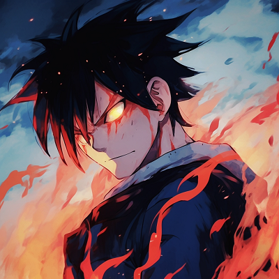 Image For Post | Close-up of Endeavor's face, details showing determination and power radiating from his fiery aura. anime characters with fire powers - [Fire Anime PFP Space](https://hero.page/pfp/fire-anime-pfp-space)