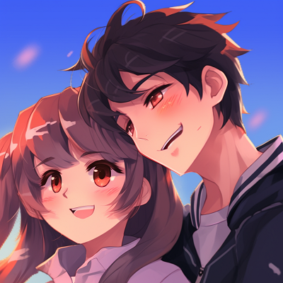 Image For Post | A playful moment between the couple, vibrant colors and fluid movements. comedic couple anime pfp - [Couple Anime PFP Themes](https://hero.page/pfp/couple-anime-pfp-themes)