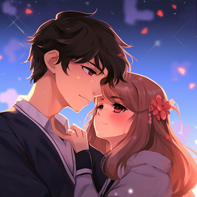 Image For Post | An anime couple under a blossoming tree, with beautiful floral patterns and vibrant colors artistic anime couple pfp - [Anime Couple pfp](https://hero.page/pfp/anime-couple-pfp)