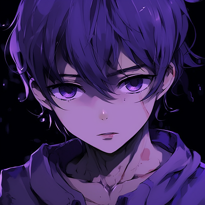 Image For Post | Striking anime persona, emphasized by the intense purple stare, clear outlines and luminous colors. eye-catching purple anime boys - [Expert Purple Anime PFP](https://hero.page/pfp/expert-purple-anime-pfp)