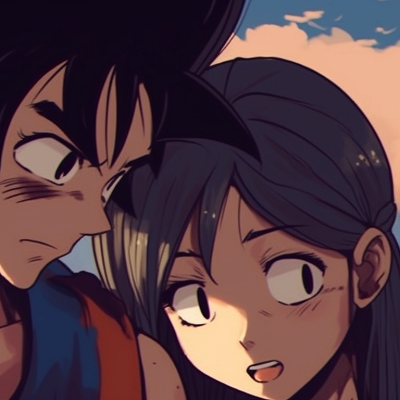 Image For Post | Goku gazing at Chichi, intense expressions and contrasting cool and warm tones. goku and chichi love moments pfp for discord. - [goku and chichi matching pfp, aesthetic matching pfp ideas](https://hero.page/pfp/goku-and-chichi-matching-pfp-aesthetic-matching-pfp-ideas)