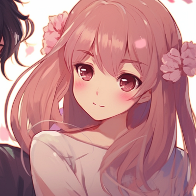 Image For Post | Close-up of two characters, sharing a heartwarming moment under cherry blossom tree, detailed sparkling eyes. anime matching pfp romantic couple pfp for discord. - [anime matching pfp couple, aesthetic matching pfp ideas](https://hero.page/pfp/anime-matching-pfp-couple-aesthetic-matching-pfp-ideas)