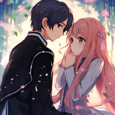Image For Post | Headshot of Kirito and Asuna, emphasis on eyes and facial expressions. compelling anime pfp couple content pfp for discord. - [anime pfp couple optimized search](https://hero.page/pfp/anime-pfp-couple-optimized-search)