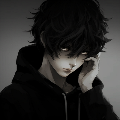 Image For Post | Anime boy with strong dark outlines, focusing on the structure and form of the character. anime boy pfp aesthetic in black pfp for discord. - [Anime Boy PFP Aesthetic Selection](https://hero.page/pfp/anime-boy-pfp-aesthetic-selection)