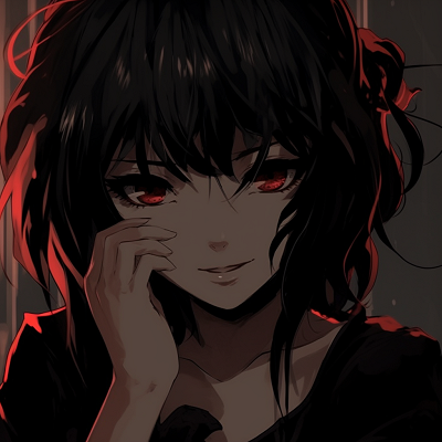 Image For Post | A black-haired anime girl looking straight ahead, full of mystery and intrigue. Soft shading and vibrant red accents stand out. black pfp anime female characters pfp for discord. - [Black PFP Anime Collections](https://hero.page/pfp/black-pfp-anime-collections)