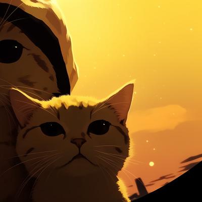 Image For Post | Two characters with cat features, silhouetted against the moon, expressive eyes. animated matching cat pfp pfp for discord. - [matching cat pfp, aesthetic matching pfp ideas](https://hero.page/pfp/matching-cat-pfp-aesthetic-matching-pfp-ideas)