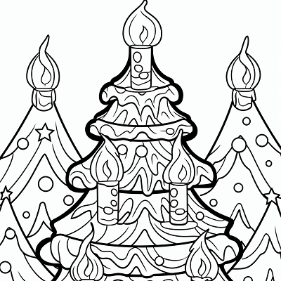 Image For Post Candlelit Christmas Tree - Printable Coloring Page