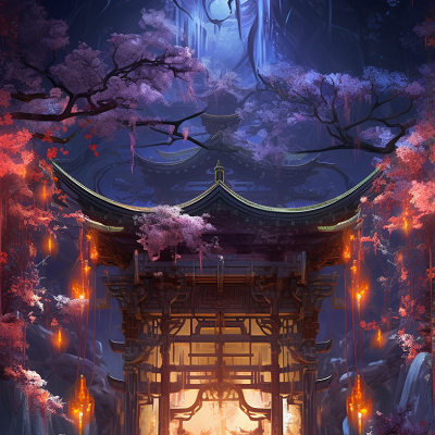 Image For Post Anime Art of a Mystic Shrine Evening Glow - Wallpaper