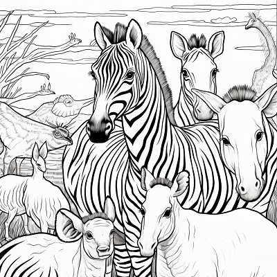 Image For Post Safari Soiree Wildlife Gathering - Printable Coloring Page