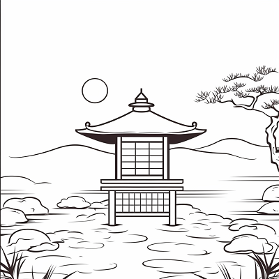 Image For Post Zen Garden Scenery - Printable Coloring Page
