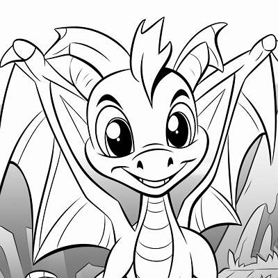 Image For Post Cartoon Dragon Flying High - Printable Coloring Page
