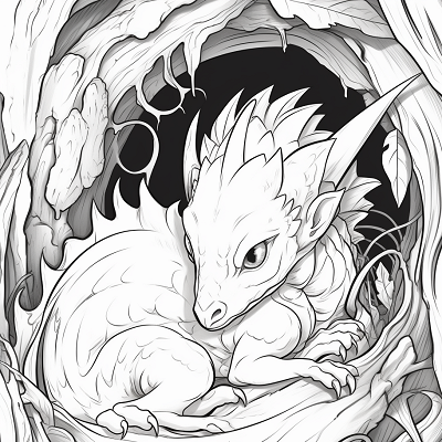 Image For Post Sleepy Dragon Infant Dragon in Wonderland - Printable Coloring Page