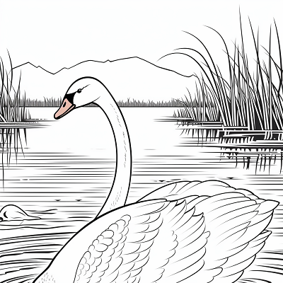 Image For Post | Image of a serene swan on calm waters; smooth lines and minimal details.printable coloring page, black and white, free download - [Bird Coloring Pages ](https://hero.page/coloring/bird-coloring-pages-free-printable-creative-sheets)