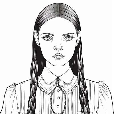 Image For Post Detailed Sketch Wednesday Addams - Wallpaper