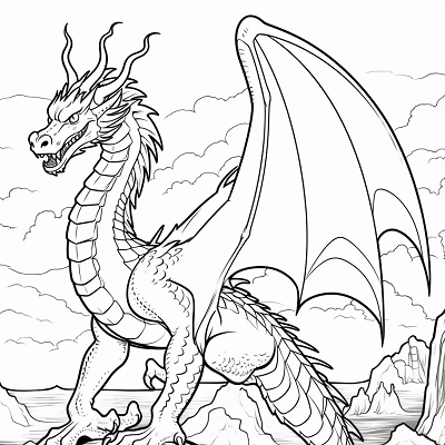 Image For Post Draconic Guard Dragon on Watch - Printable Coloring Page