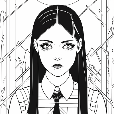 Image For Post Squared Wednesday Addams Sharp Lines and Angles - Wallpaper