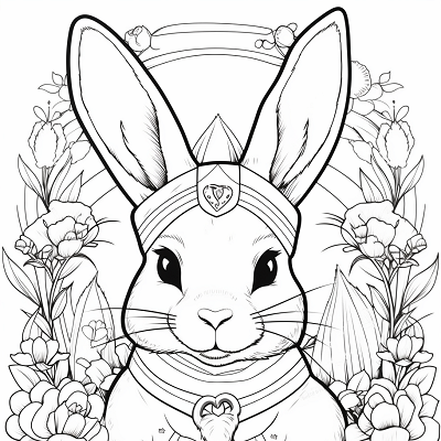 Image For Post Detailed Bunny with Flower Crown - Printable Coloring Page