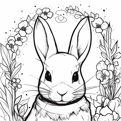 Image For Post Intricate Bunny Design Floral Crown - Printable Coloring Page