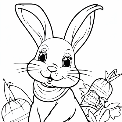 Image For Post Bunny Holding a Carrot - Printable Coloring Page