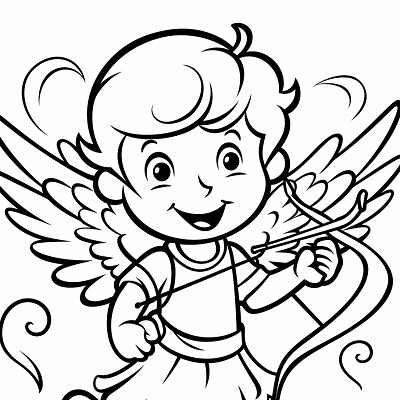 Image For Post Cupid in Action Simple Design - Printable Coloring Page