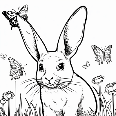 Image For Post Intricate Bunny and Vibrant Butterflies - Printable Coloring Page
