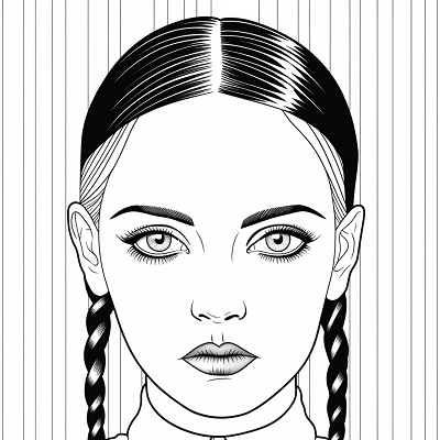 Image For Post | Wednesday Addams with a skull; distinctive outline and dark elements. printable coloring page, black and white, free download - [Wednesday Addams Printable Coloring Pages, Adult Coloring Crafts, Kid Fun Pages](https://hero.page/coloring/wednesday-addams-printable-coloring-pages-adult-coloring-crafts-kid-fun-pages)