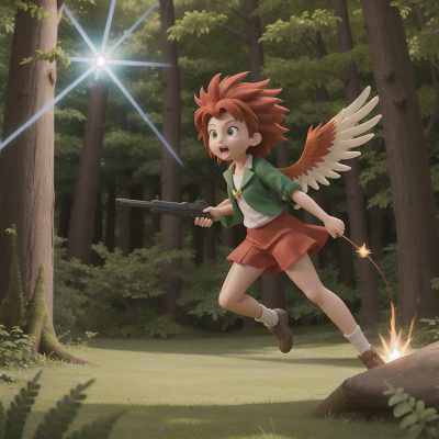 Image For Post Anime, forest, laser gun, phoenix, wind, enchanted forest, HD, 4K, AI Generated Art