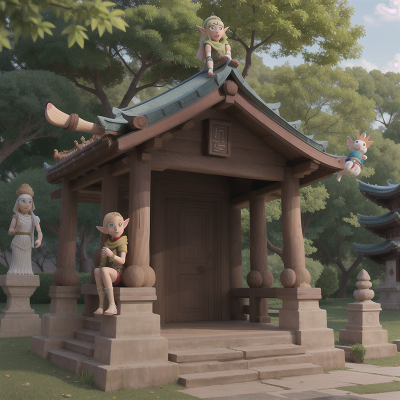 Image For Post Anime, elf, temple, park, mummies, yeti, HD, 4K, AI Generated Art