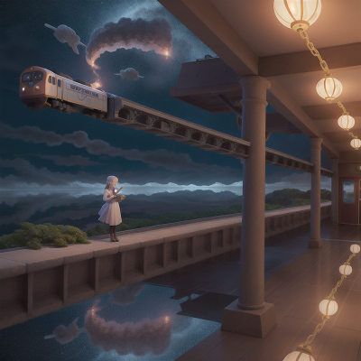 Image For Post Anime, space, train, harp, ghost, storm, HD, 4K, AI Generated Art