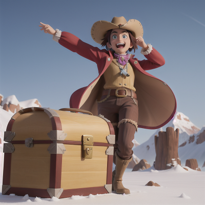 Image For Post Anime, villain, avalanche, wild west town, dancing, treasure chest, HD, 4K, AI Generated Art