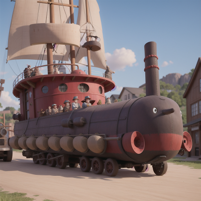 Image For Post Anime, market, submarine, bus, wild west town, pirate ship, HD, 4K, AI Generated Art