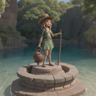 Image For Post Anime, statue, archaeologist, witch's cauldron, swimming, island, HD, 4K, AI Generated Art