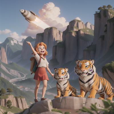 Image For Post Anime, laughter, mountains, teacher, rocket, tiger, HD, 4K, AI Generated Art