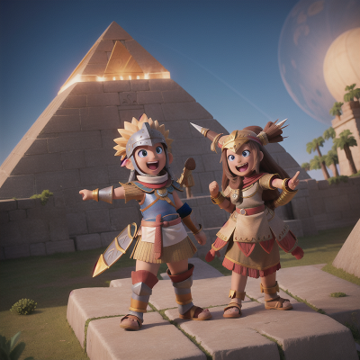 Image For Post Anime, pyramid, laughter, tribal warriors, key, knight, HD, 4K, AI Generated Art