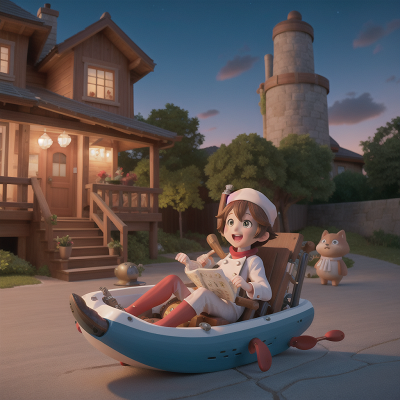Image For Post Anime, sled, map, submarine, harp, chef, HD, 4K, AI Generated Art