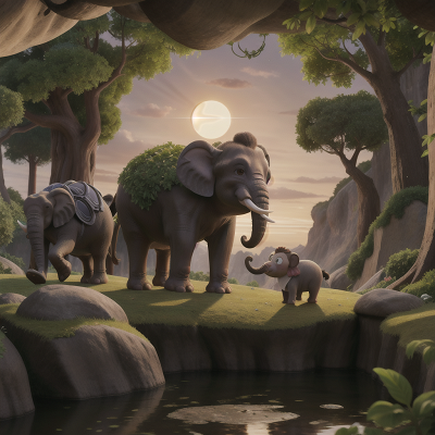 Image For Post Anime, solar eclipse, monkey, cave, garden, elephant, HD, 4K, AI Generated Art