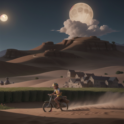 Image For Post Anime, moonlight, pharaoh, sandstorm, farm, bicycle, HD, 4K, AI Generated Art