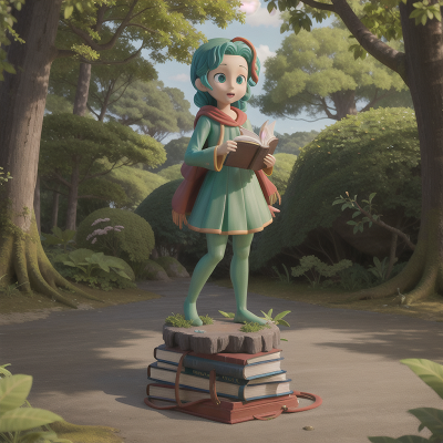 Image For Post Anime, forest, ocean, book, statue, rainbow, HD, 4K, AI Generated Art
