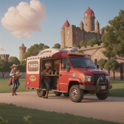 Image For Post Anime, motorcycle, taco truck, farmer, farm, medieval castle, HD, 4K, AI Generated Art