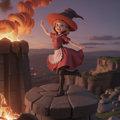 Image For Post Anime, tower, dancing, lava, witch, chef, HD, 4K, AI Generated Art