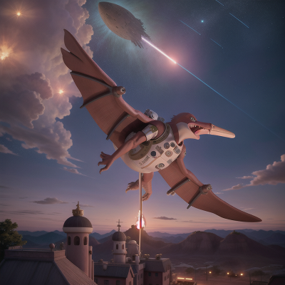 Image For Post Anime, meteor shower, space station, pterodactyl, swimming, wild west town, HD, 4K, AI Generated Art